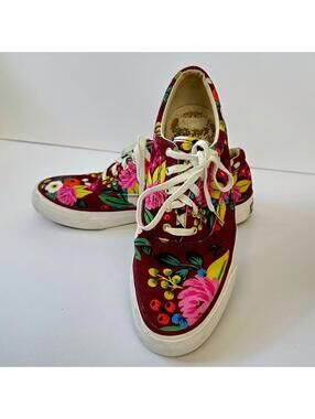 Keds x Rifle Paper Co Floral Lace Up Canvas Sneakers Size 8 Garden Party Maroon